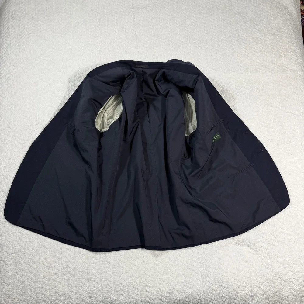 Lauren Ralph Lauren Mens Blazer 46R Wool Gold‎ Crest Button Navy Blue *READ*